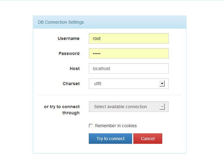 miniMySQLAdmin settings